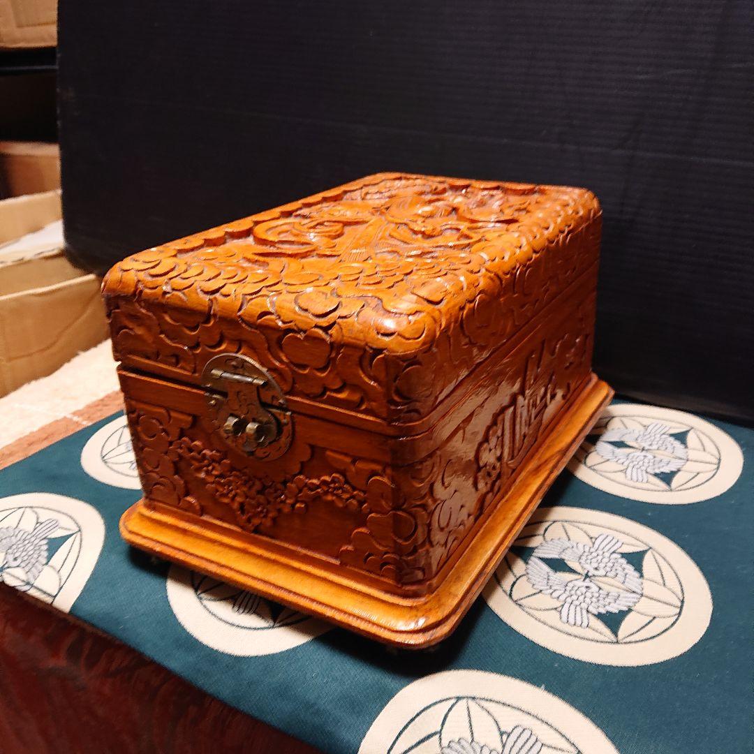 中国美術、彫刻書箱、小物入 e498 堆朱 小箱 文箱 硯箱 木製 彫刻 小物