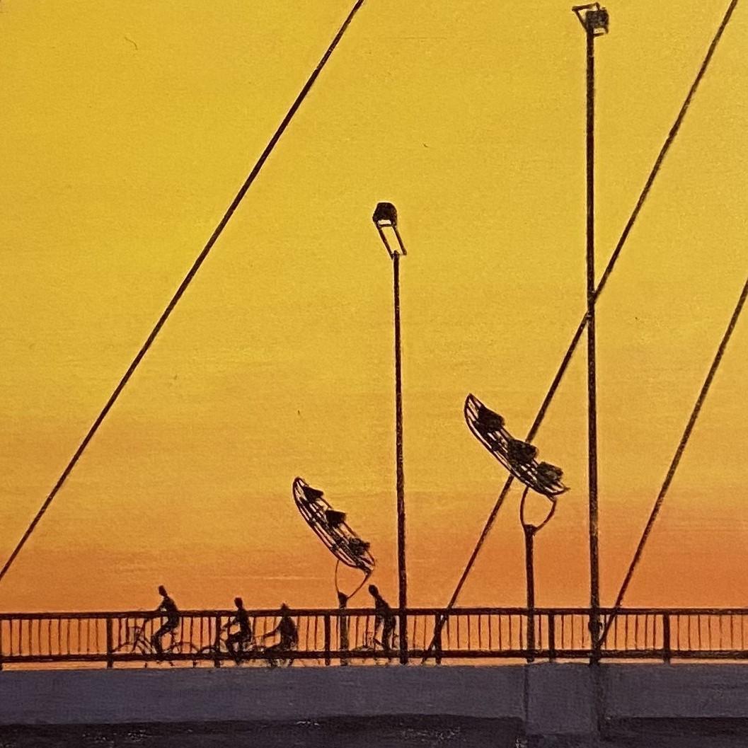 米谷清和、【隅田川夕暮】、希少な額装用画集より、新品額装付