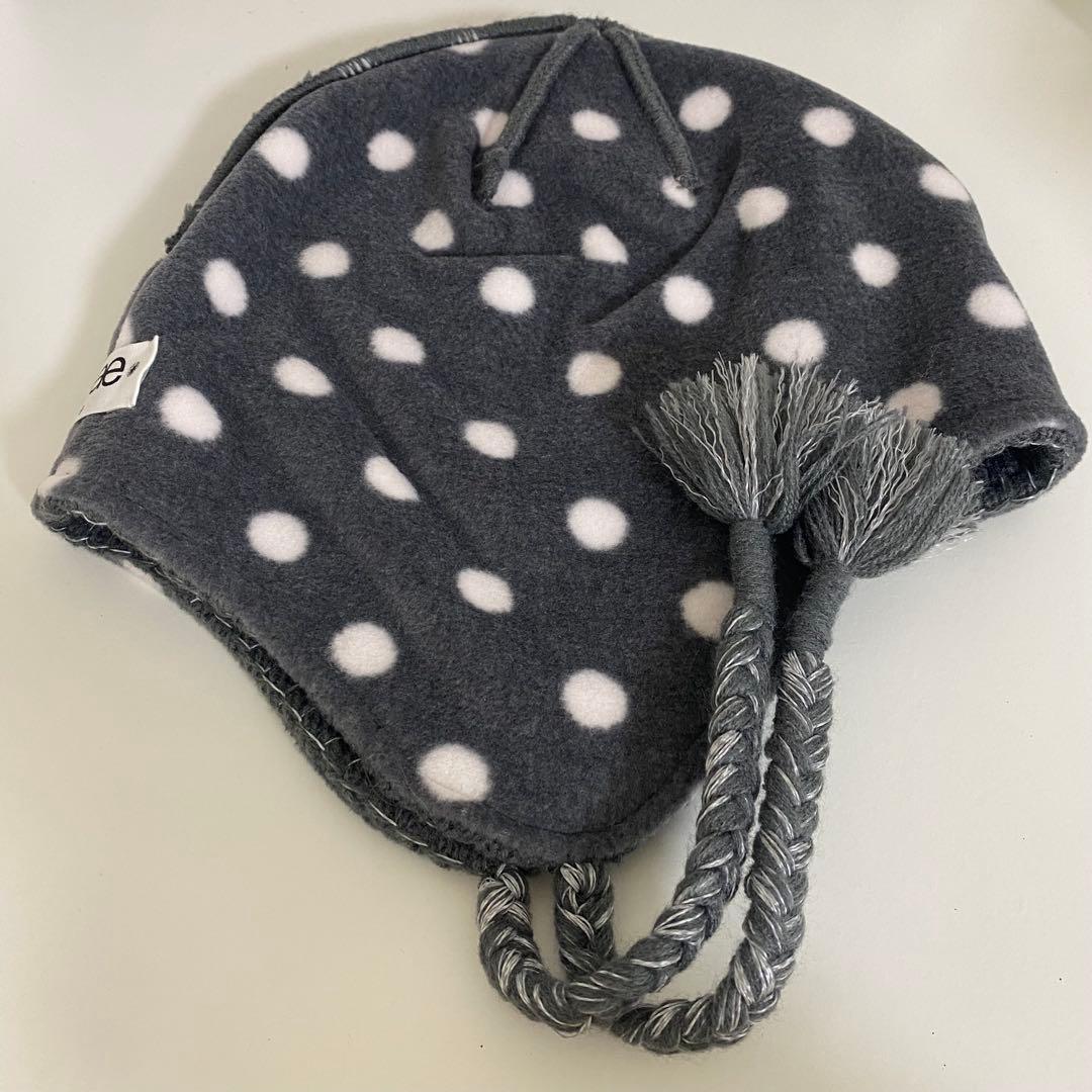 aeae EARFLAP BEANIE チャコール ビーニー ドット グレー