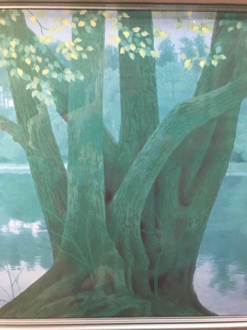 東山魁夷　「若葉の季節」　岩絵具方式複製画　作品証明シール有り