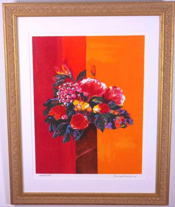 リトグラフ ジャンクロード アレンバック 赤い花