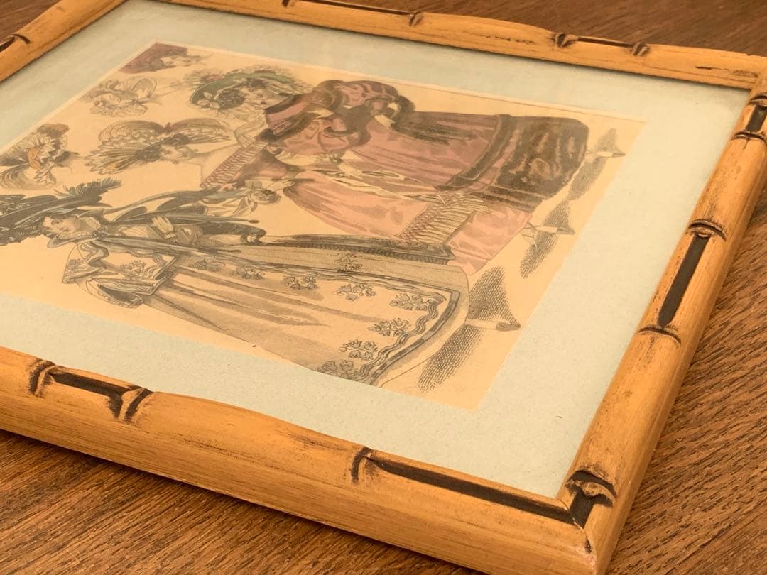 フランス 蚤の市 バンブー 額 ブロカント