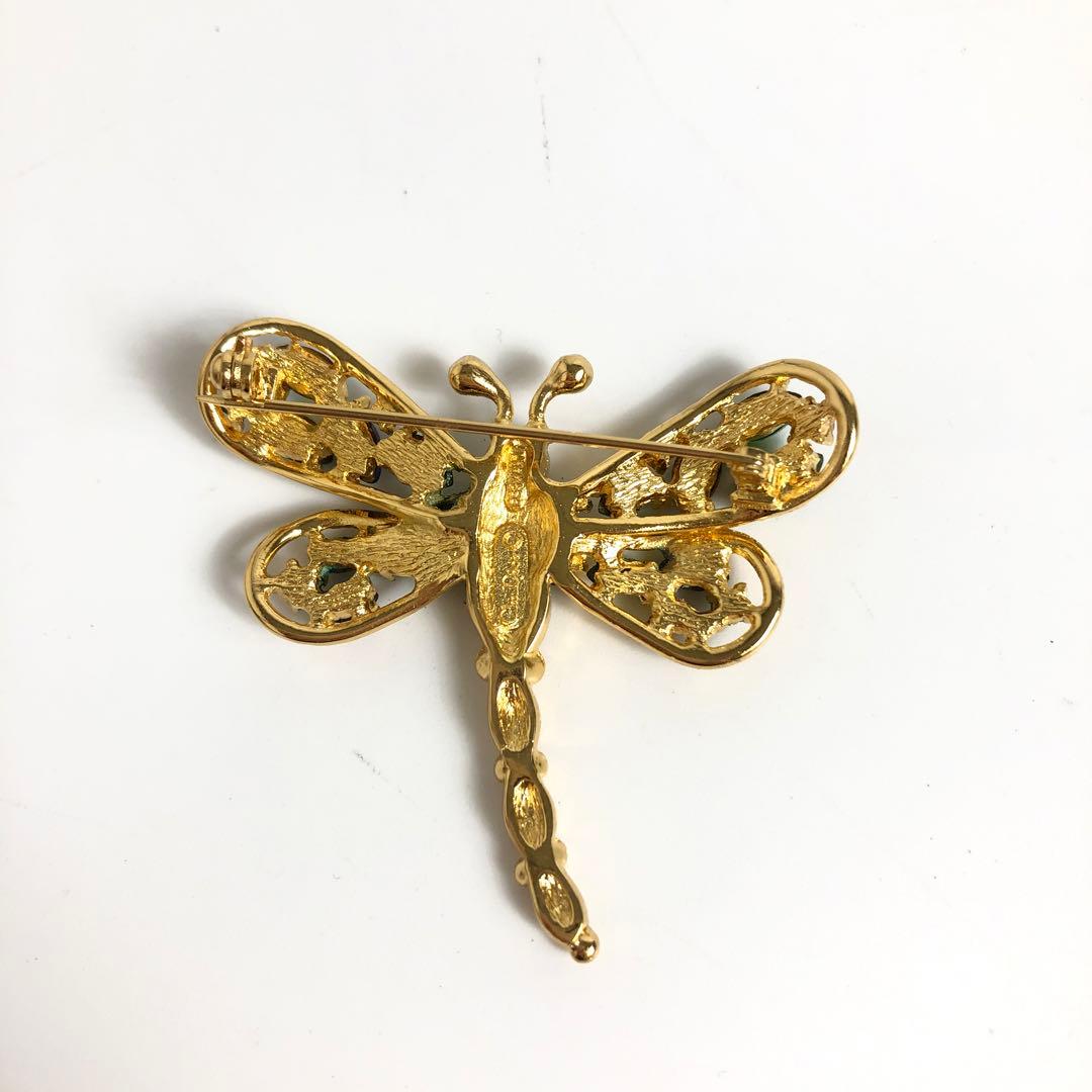 ☆10D557 クリスチャンディオール ブローチ トンボ ブルー系 ヴィンテージ