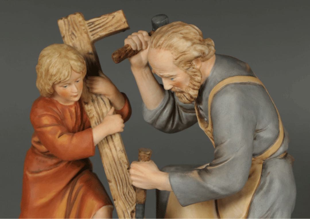 聖父子 イエスとヨセフ 】 陶器 西洋彫刻 キリスト教美術