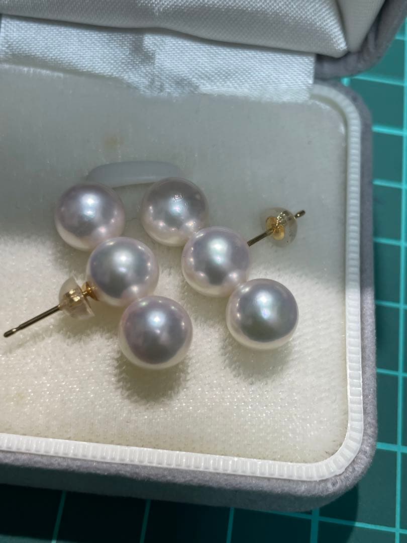 18k，akoya真珠ピアス、7.9mm，天女のレベル