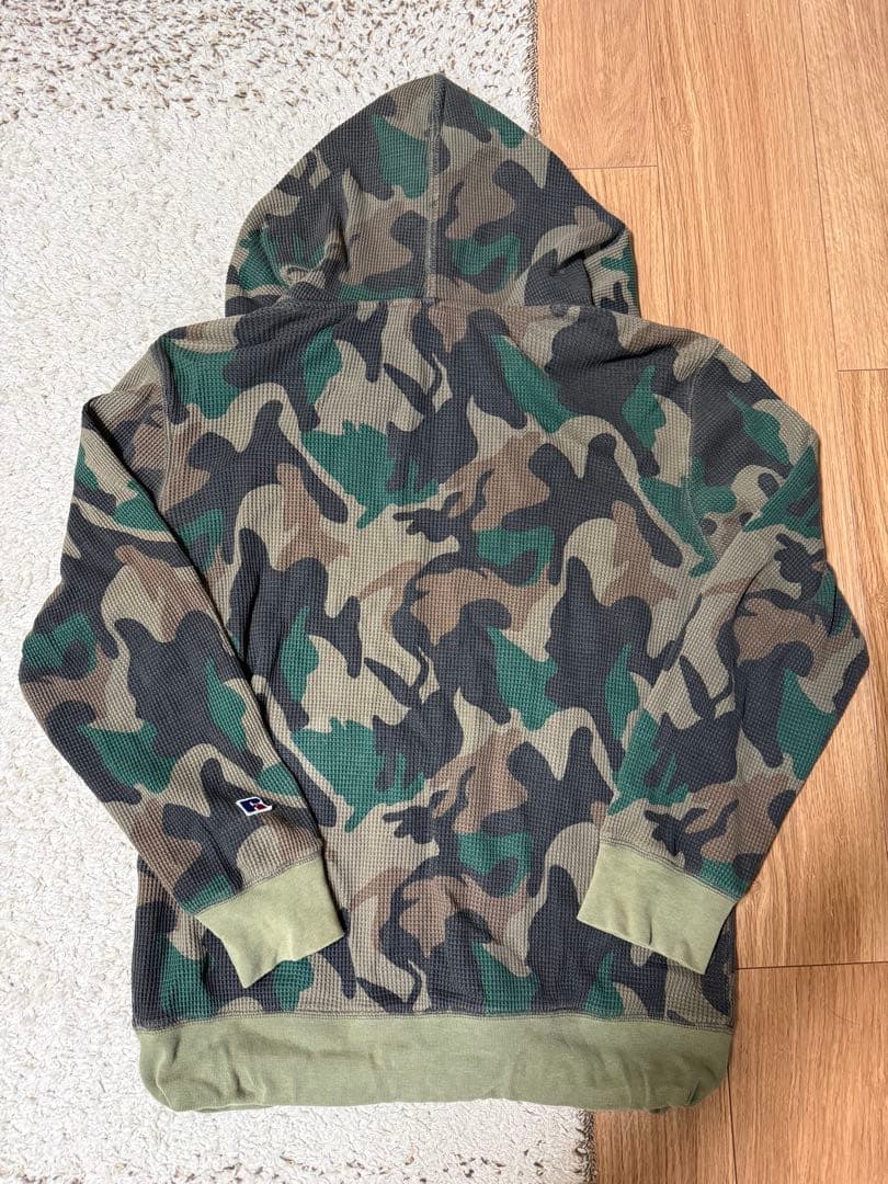 ラッセルアスレティック カモ柄　迷彩柄　サーマル　ジップパーカー