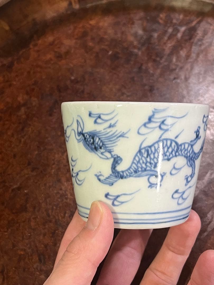 黒地陽刻花鳥文二口偏壺 大清雍正年製 740