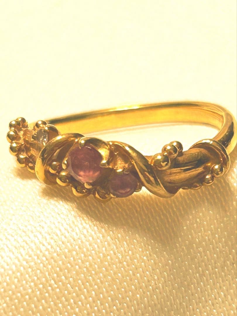 K18⭐︎天然石付きリング