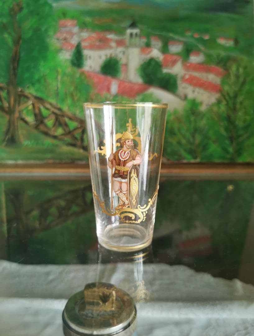 アンティーク19世紀ロブマイヤー 手描エナメル金彩 オペラ歌劇ペア