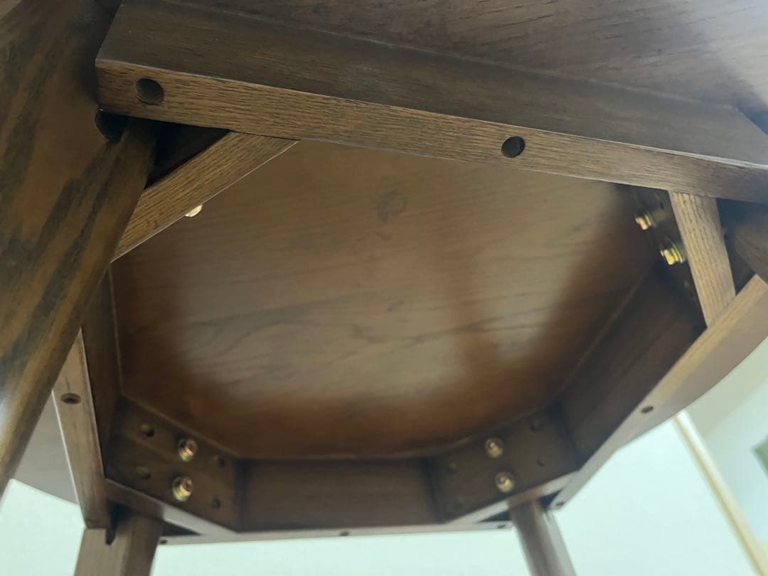 木製ダイニングテーブル 円形 ダークブラウン