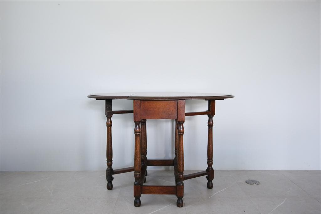 英国アンティーク木製ゲートレッグテーブル/ダイニング机バタフライ(89-250)