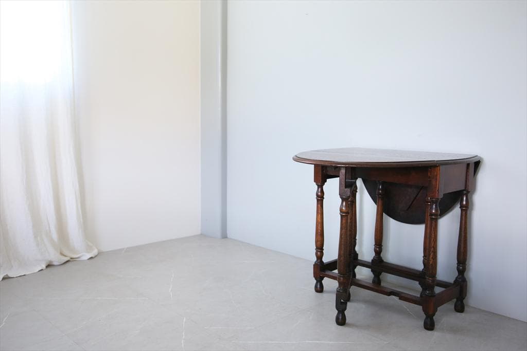 英国アンティーク木製ゲートレッグテーブル/ダイニング机バタフライ(89-250)