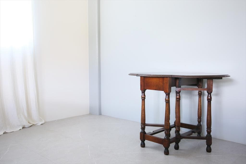 英国アンティーク木製ゲートレッグテーブル/ダイニング机バタフライ(89-250)