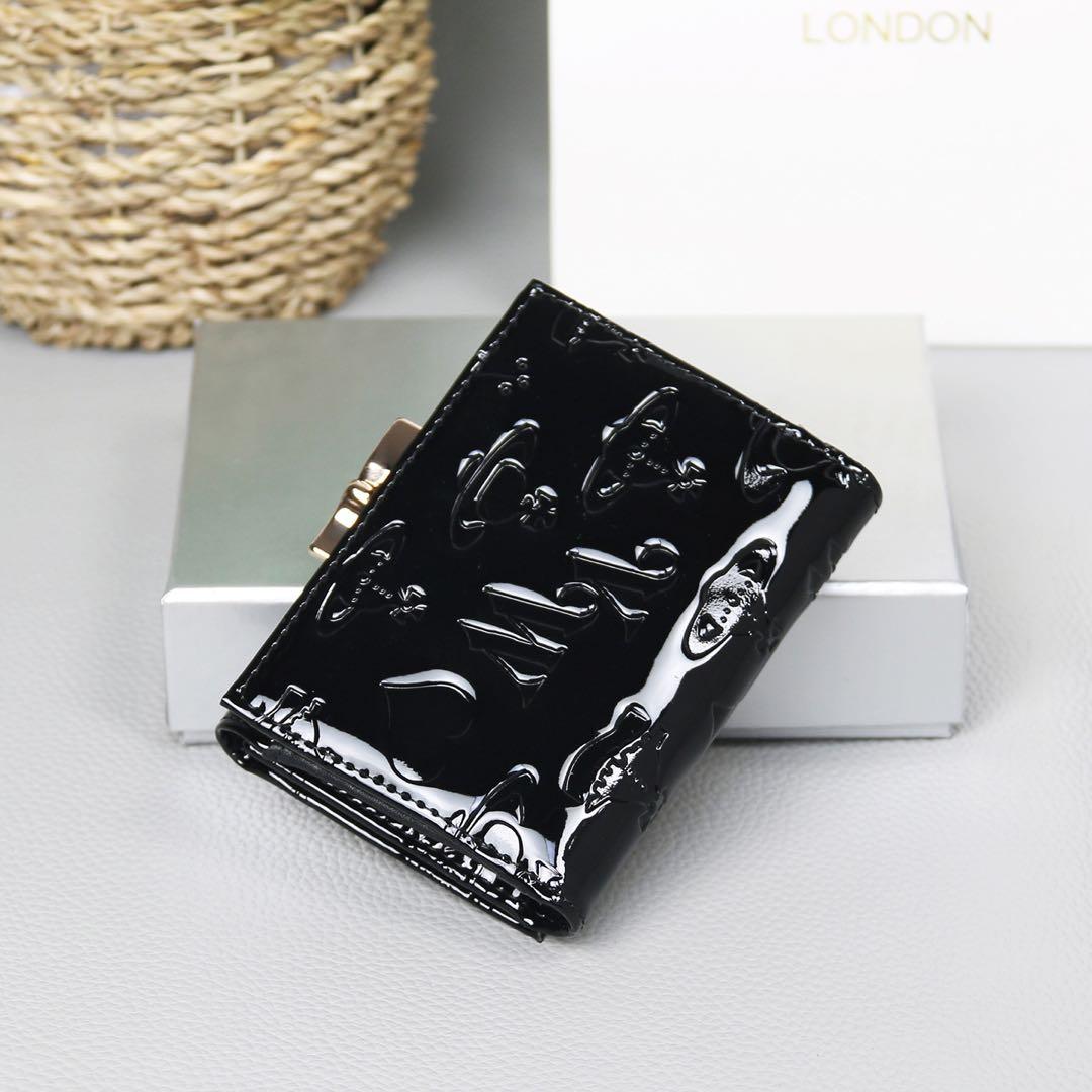 ブラック エナメル 三つ折り財布-110 - メルカリ