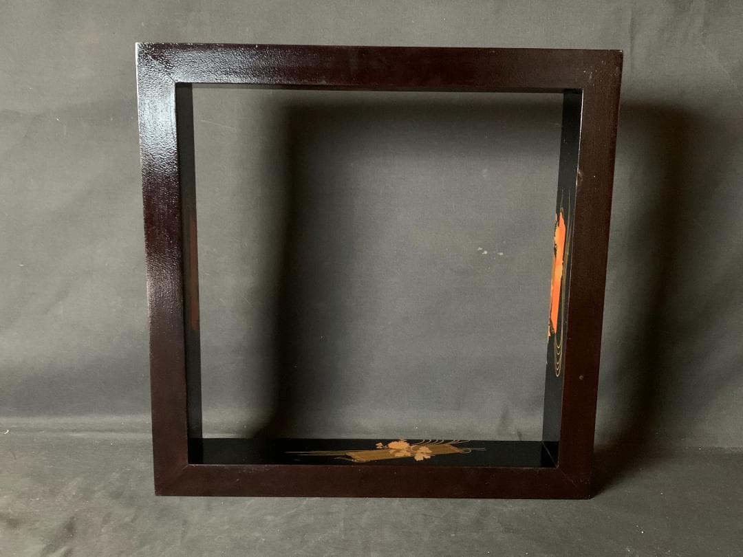 輪島塗 河智製 花筏蒔絵 木製 黒真塗 炉縁 共箱 茶道具