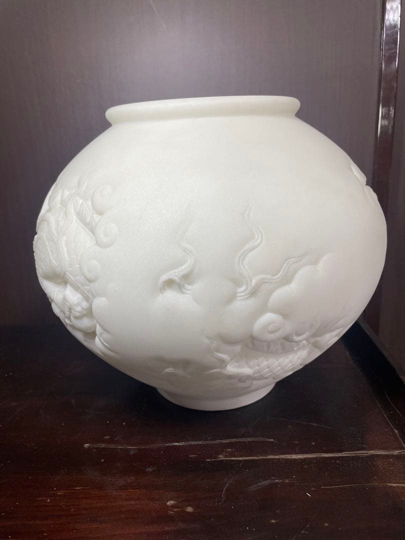 大理石製 龍彫刻ツボ 韓国統一教会 時代朝鮮美術 本品証明書付き 美術