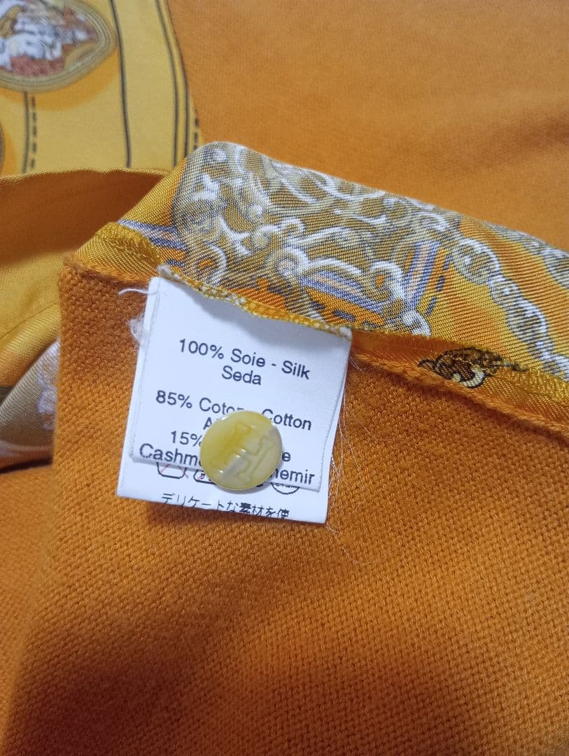 HERMES(エルメス) 半袖ポロシャツ サイズM シルク ニット 切り替え