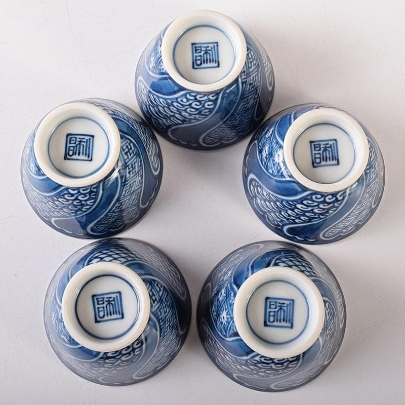 京焼　平安　加藤利昌作　祥瑞一閑人　茶器揃 　共箱　M　R8218