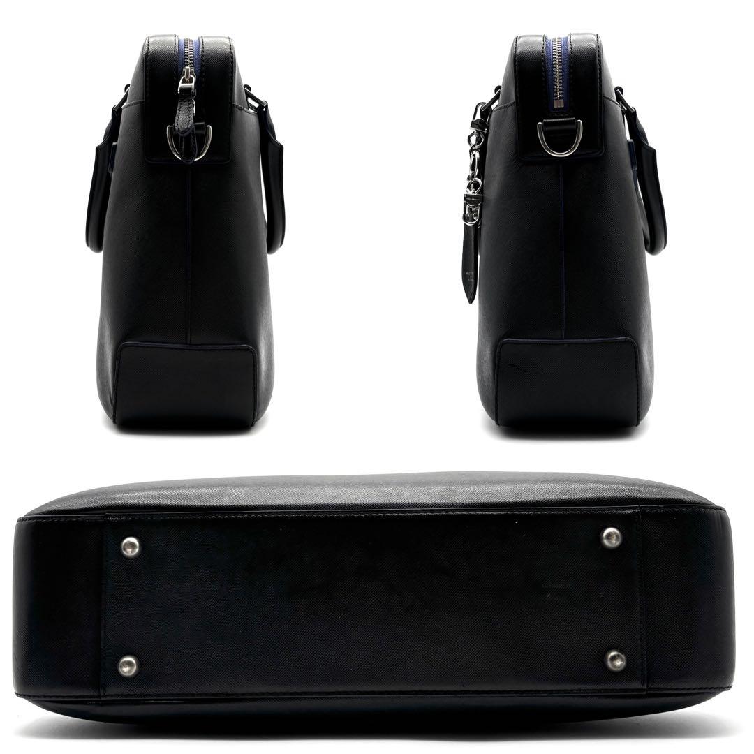 美品 ペッレモルビダ 2way キャピターノ 靴べら付 ビジネスバッグ ロゴ 黒