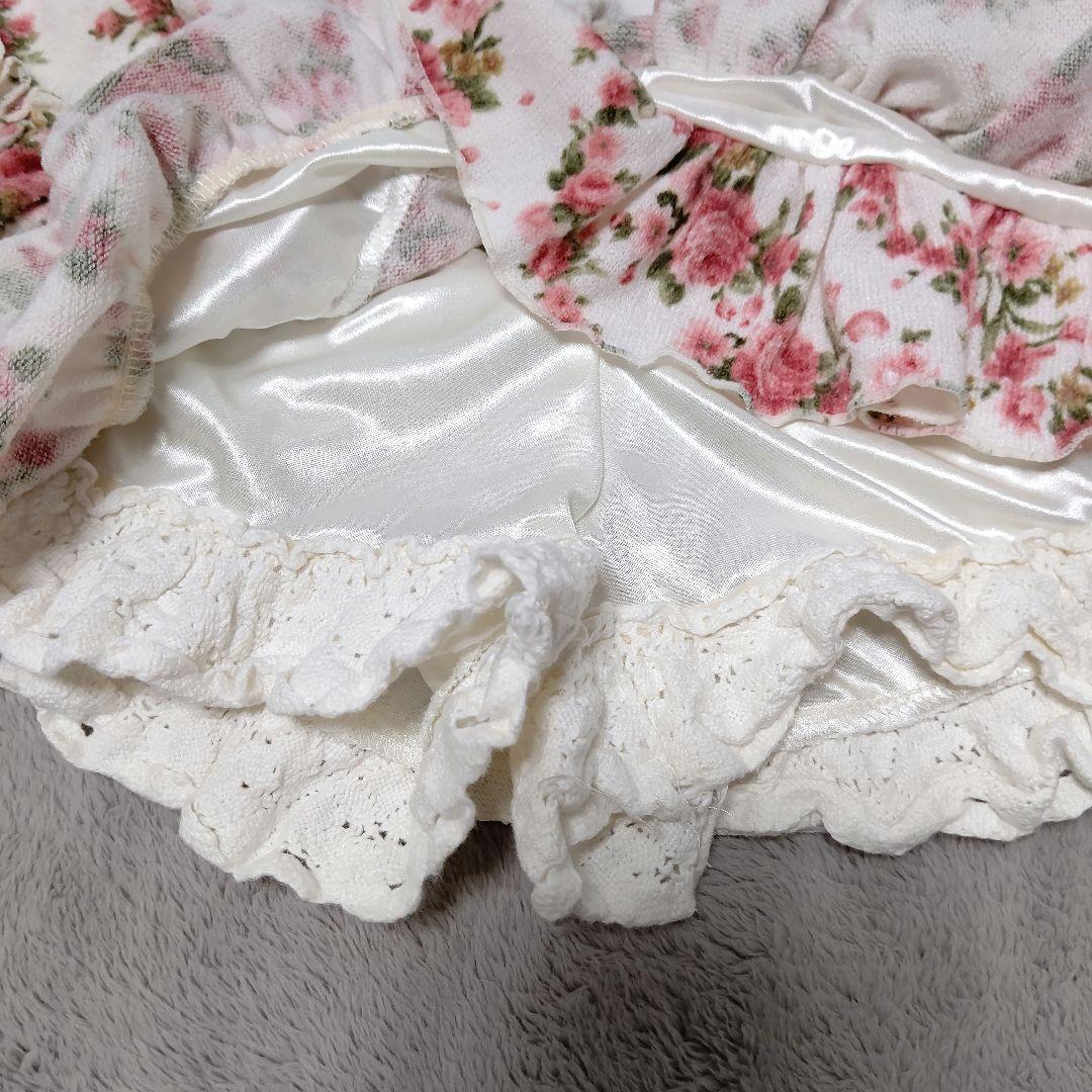 LIZ LISA 花柄スカパン ホワイト/ピンク レース編み