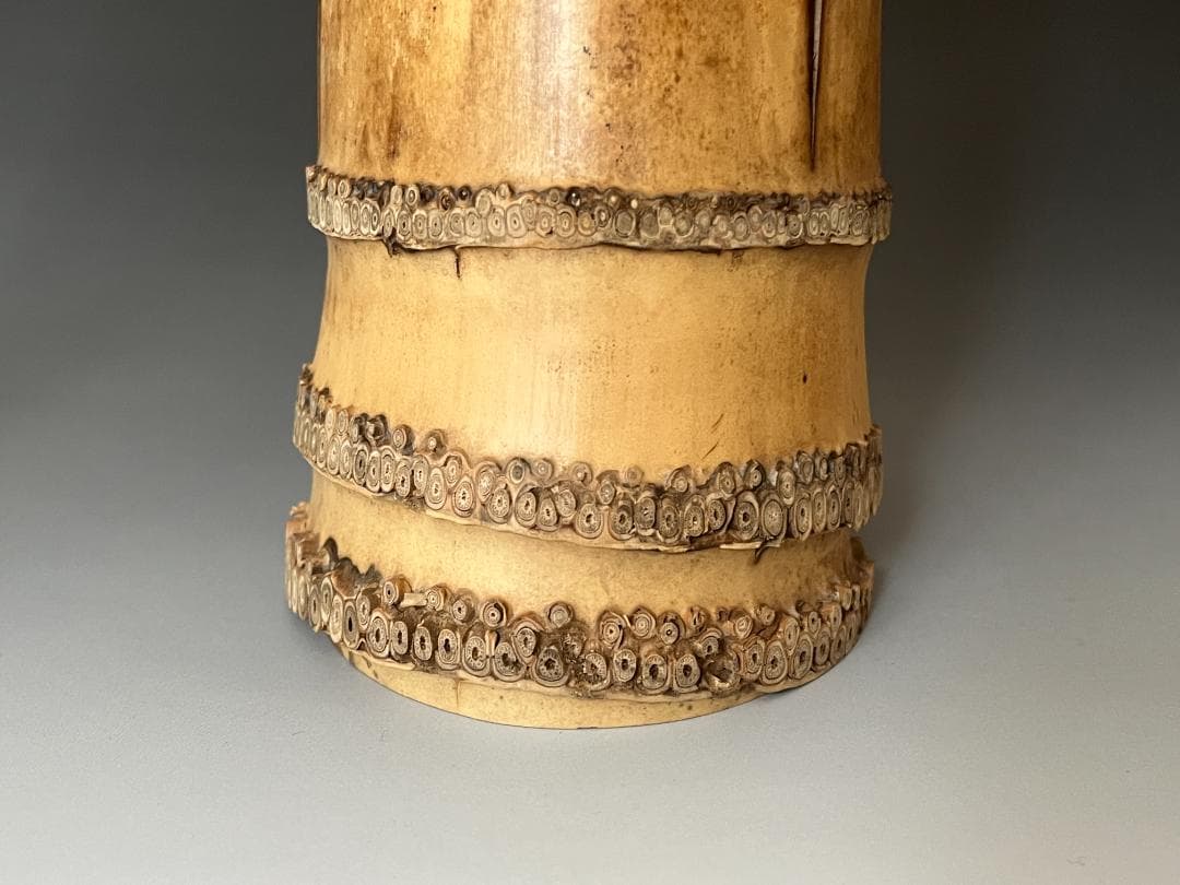 高野宗陵作 竹 一重切 花入 堀内宗完書付 銘「清閑」 高野宗陵作 竹