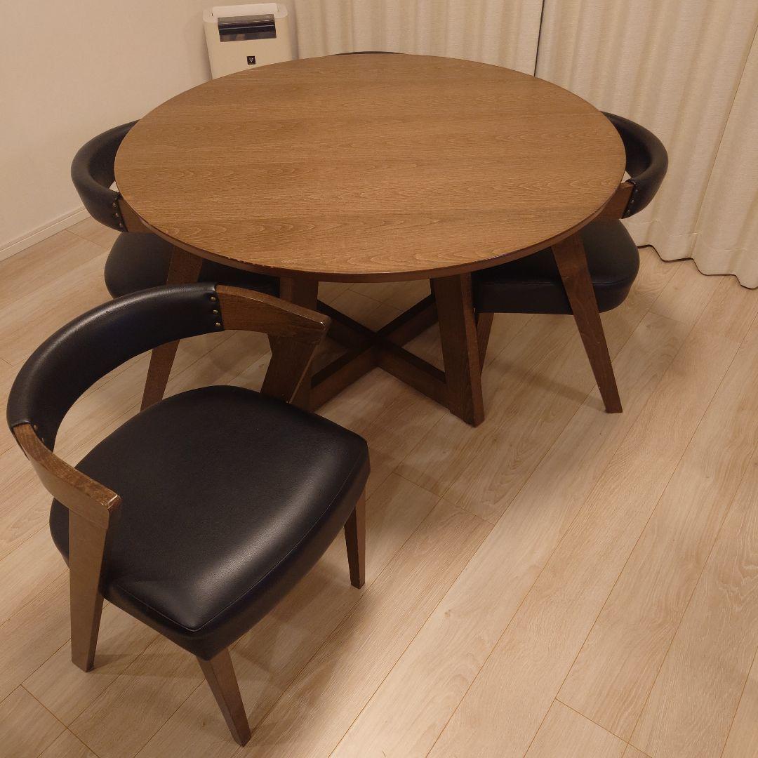 丸テーブル　5点セット　椅子　ダイニングテーブル