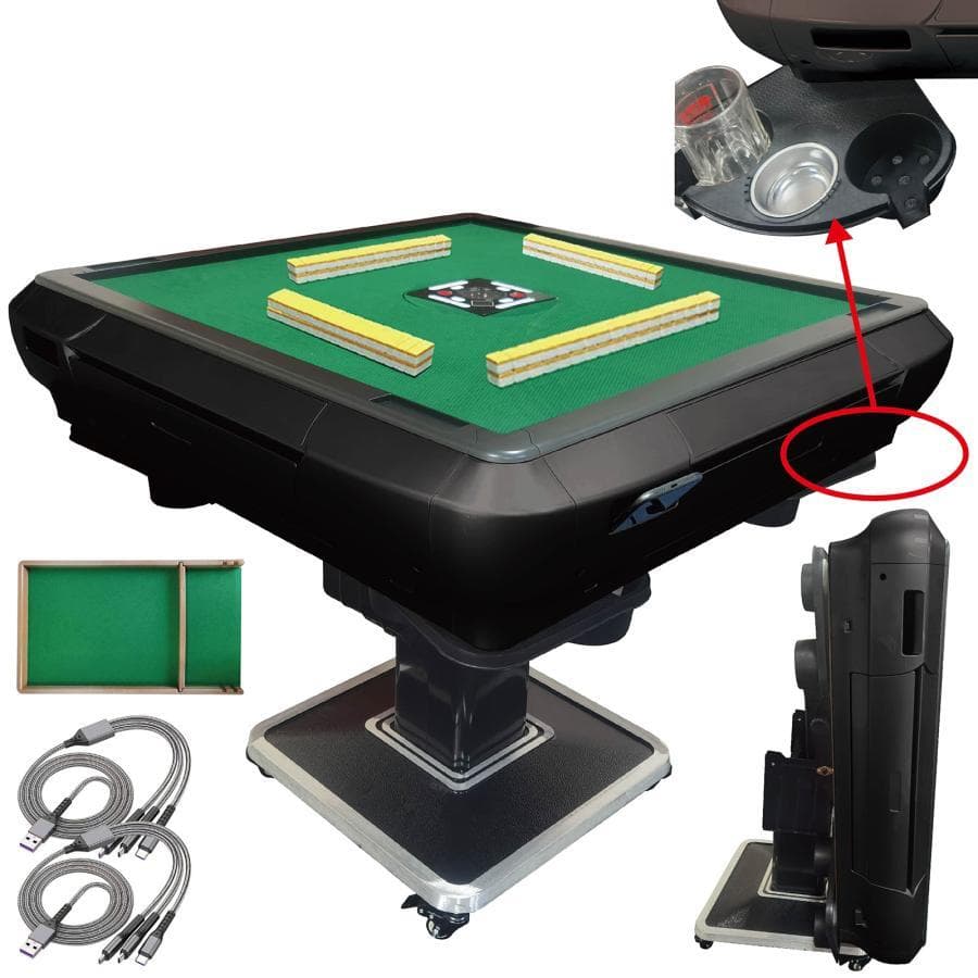 全自動麻雀卓 家庭用 静音式 折り畳み式 キャスター付き（牌33mm：ブラック）