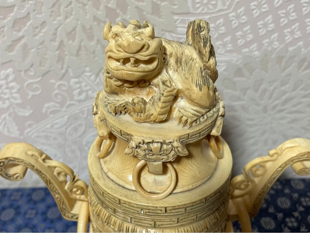 新品訳あり】 象牙風 置物 中国美術 天然素材 【2961061455】