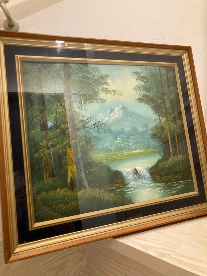 風景画 油彩画 フレーム付き