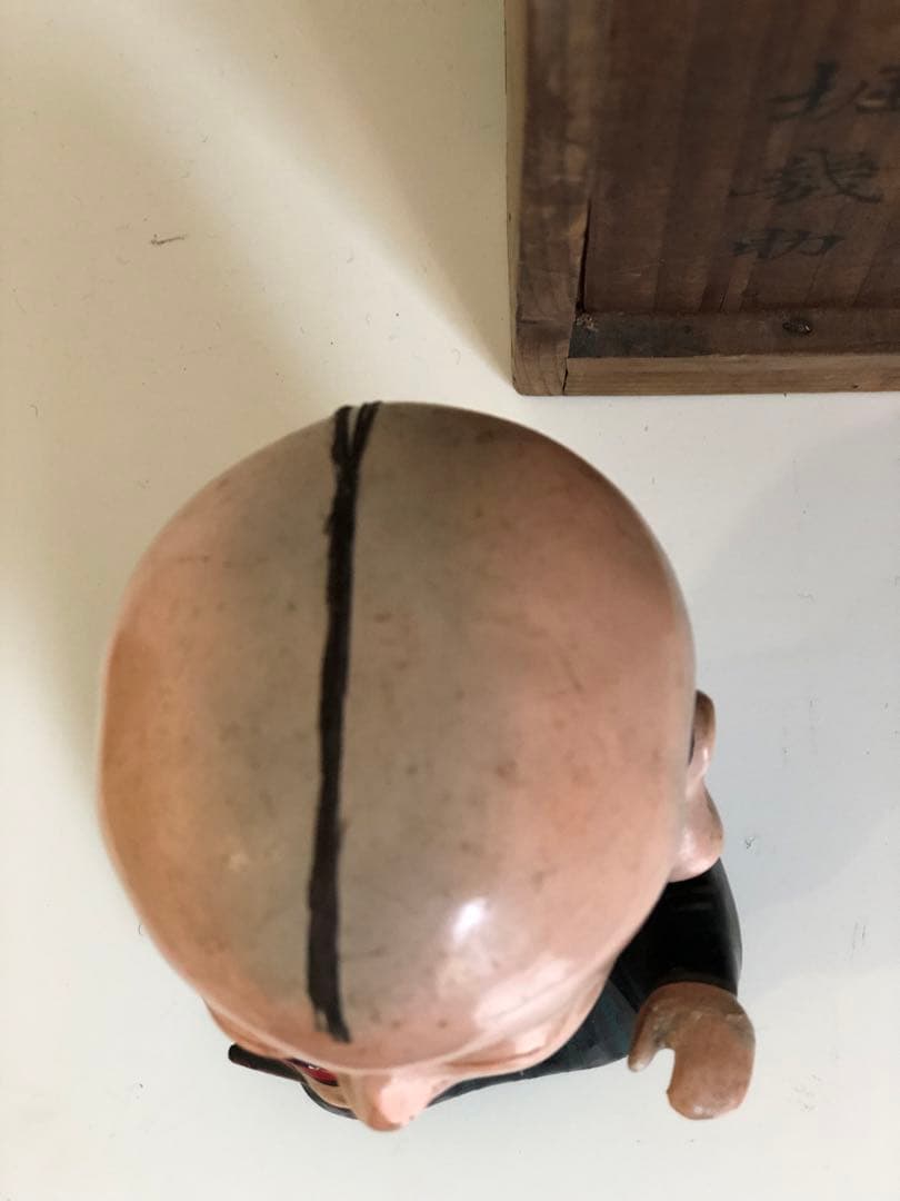 大正5年 福助人形 胡粉仕上げオープンマウス 骨董品 首動人形