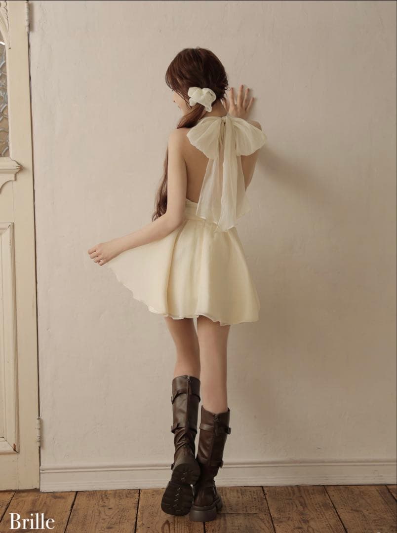 ROBE de FLEURS /Brille ホルターリボン/ フレアミニドレス