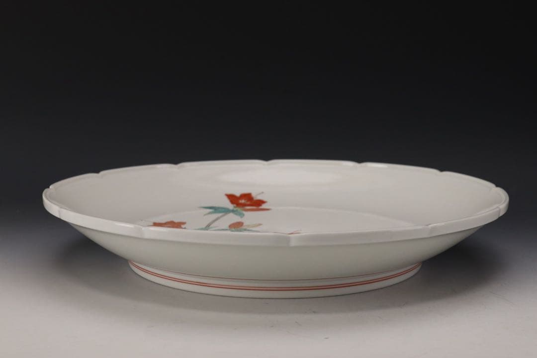 人間国宝 十四代 酒井田柿右衛門 本人作 濁手 山つつじ文皿 共箱 カタログ付き