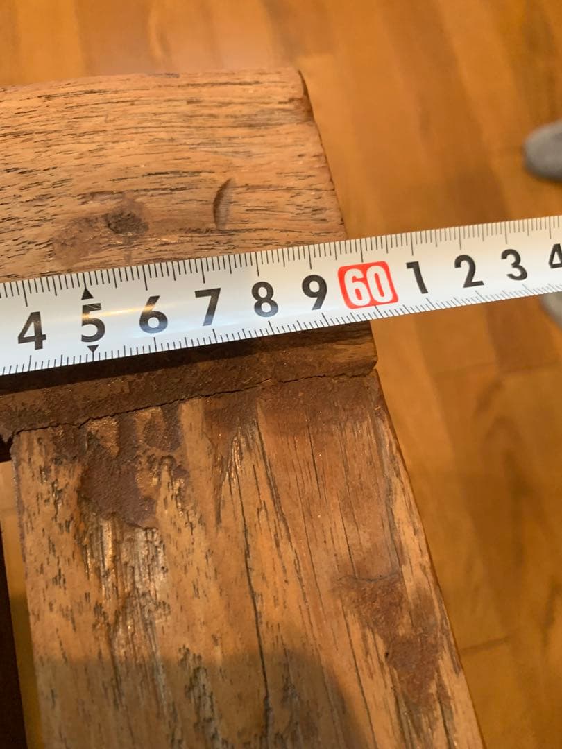 木製スラットデザインテーブル アンティーク