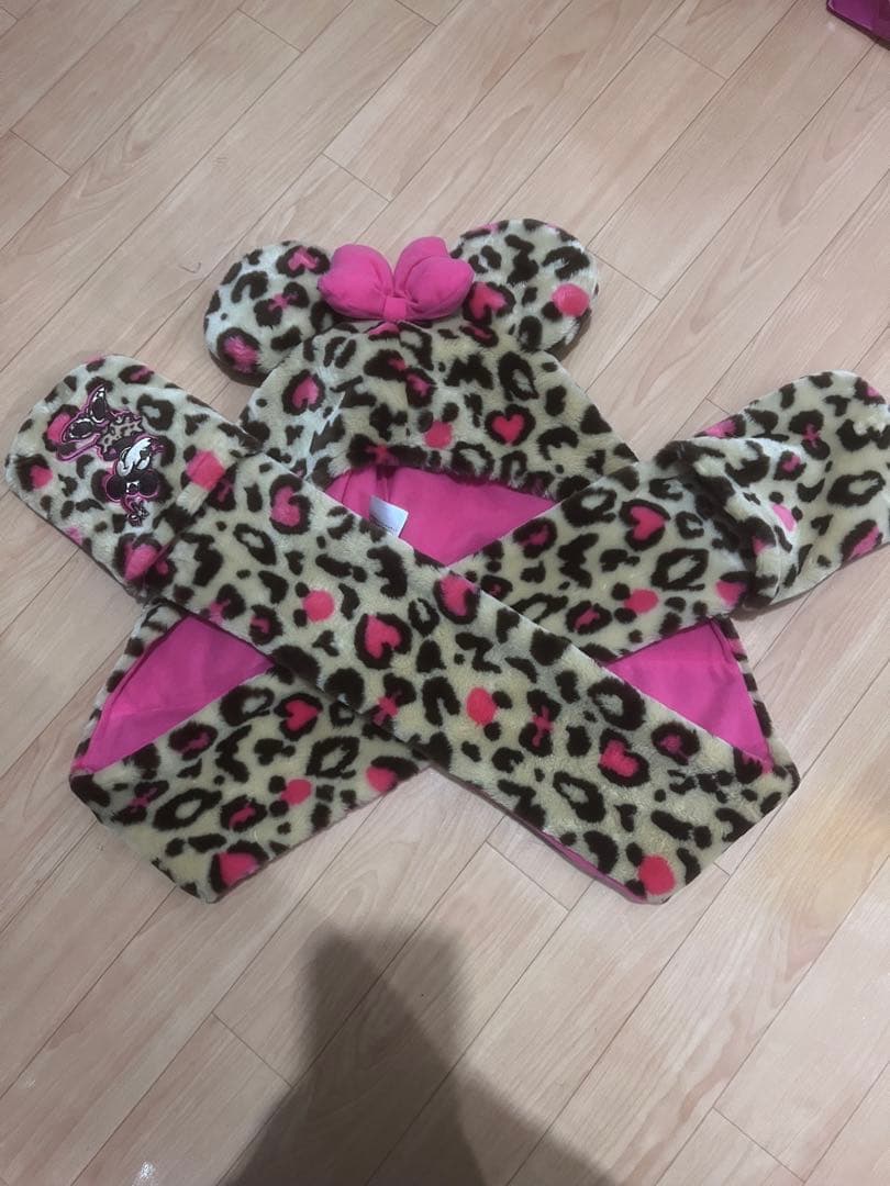 ディズニー ヒョウ柄 マフラーキャップ ファンキャップ ミニーちゃん