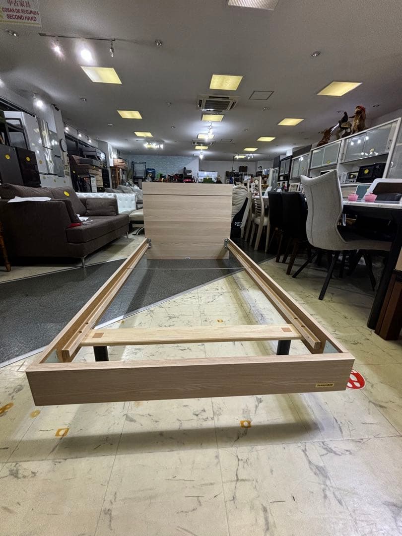 フランスベッド LEDコンセント付き シングルベッド ナチュラル