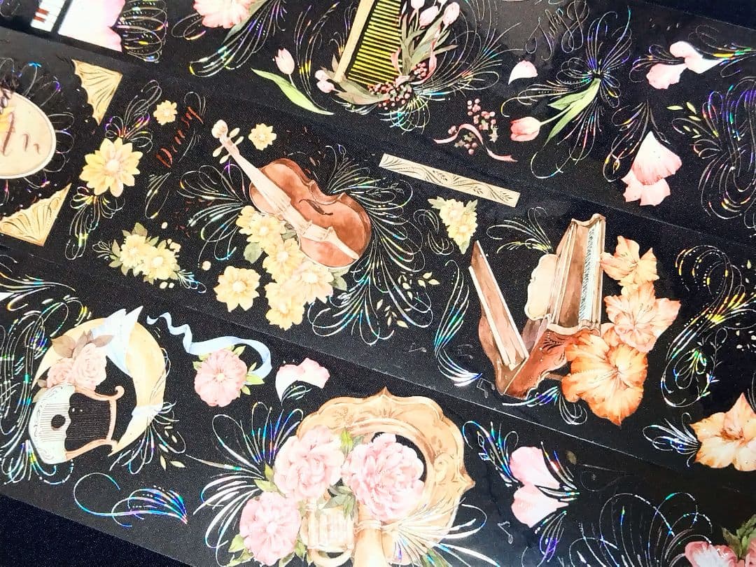 巻売 497☆ 海外 マスキングテープ マステ PET 装飾 花 虹光