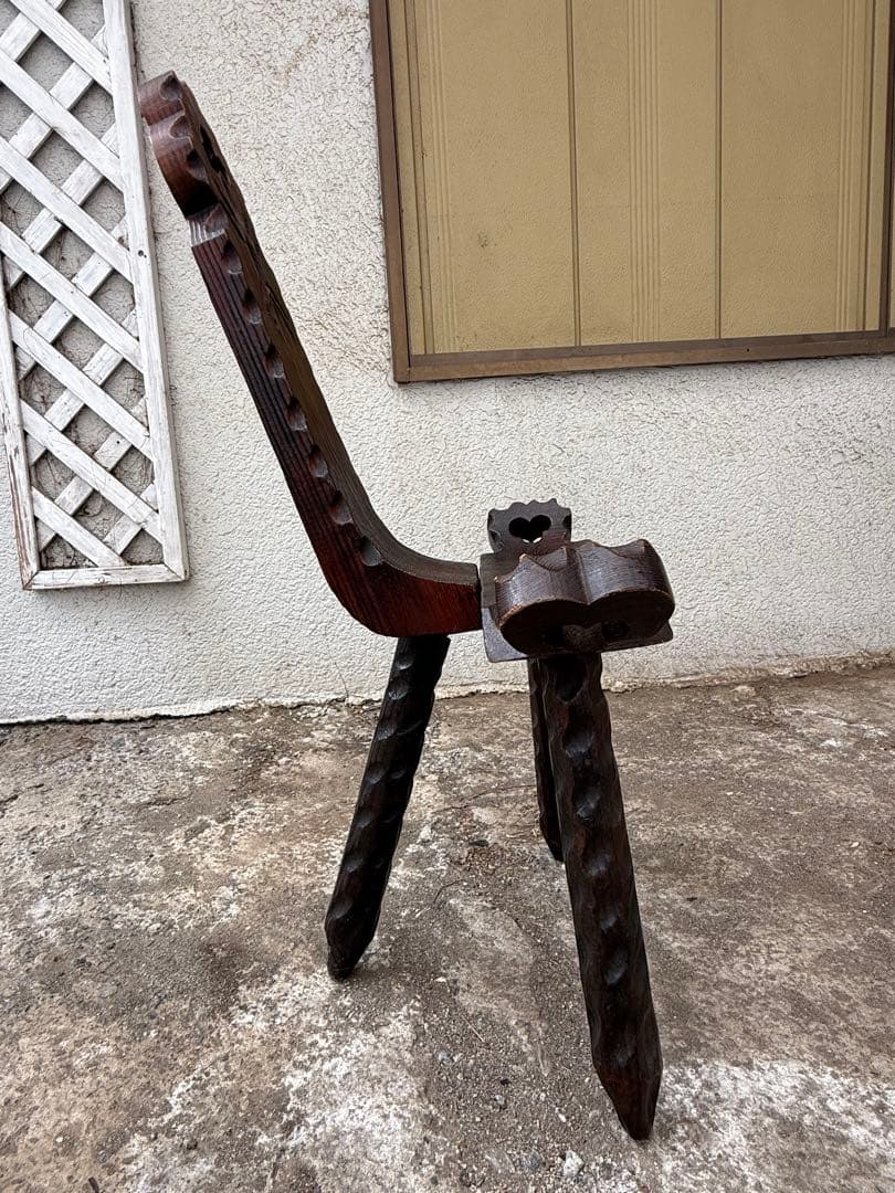 Spanish Brutalist Chair in Wood, 1960s