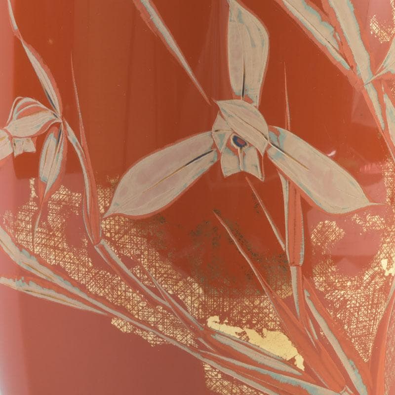 讃岐漆芸　山田暉雄作　花蒔絵　花瓶　共箱　C　9294A