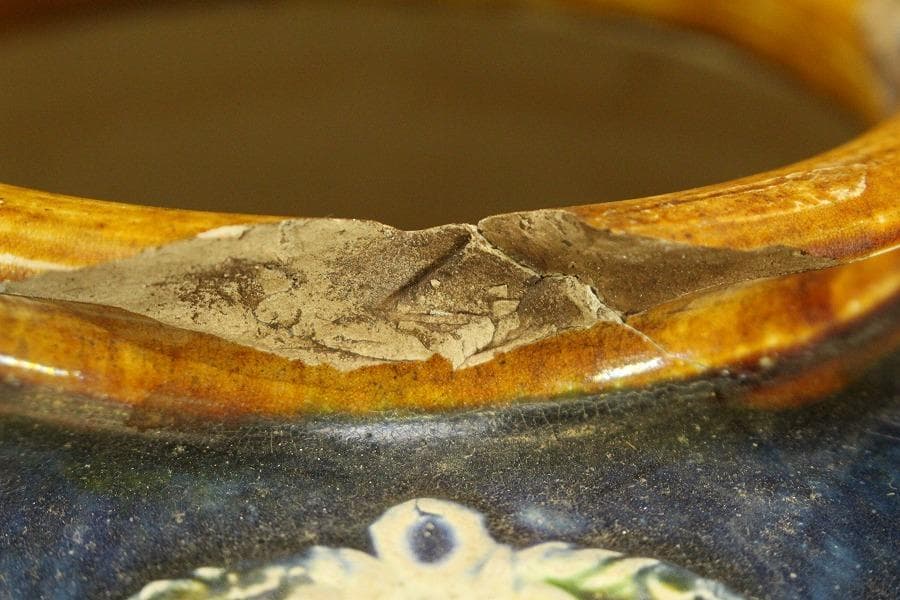 中国美術 三彩 獅子紋 三足壷(A818)