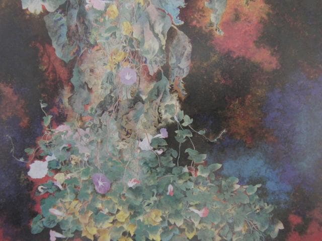 稲元実、【牽牛花】、希少な額装用画集より、新品額装付