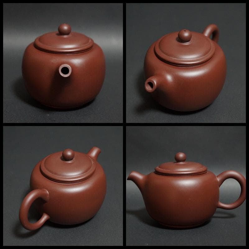 煎茶道具 中国宜興 匏尊壺 紫砂壺 在銘 老泥使用 朱泥