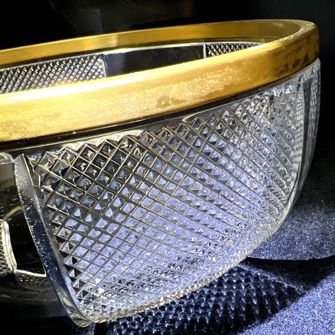 春海バカラ 金彩切子鉢 口径約21.5㎝ 東Y7-1217☆1F