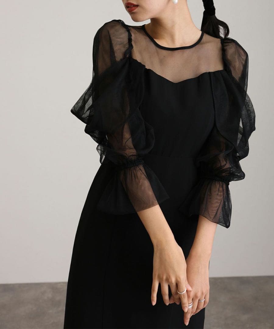 最終値下！細見えチュールオフショルダードレス〜結婚式•二次会用〜