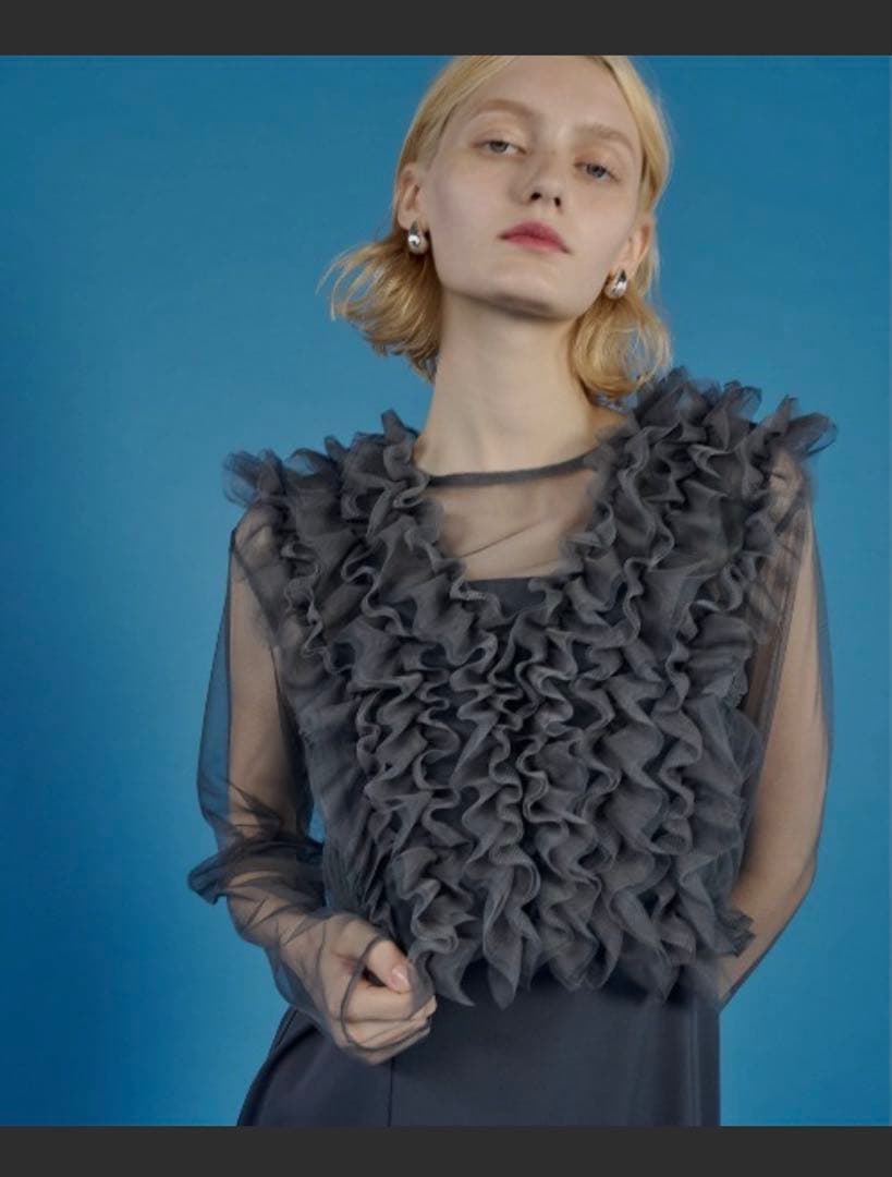 【美品】3wayフリルドレス blue オケージョン 結婚式 お呼ばれドレス