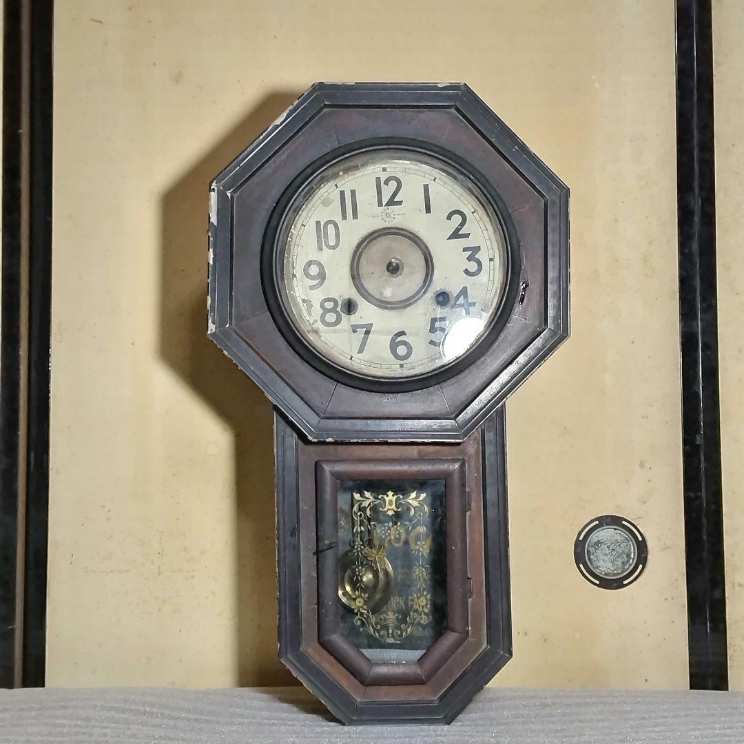 八角ゼンマイ式振り子時計 大正 舶来ゼンマイ入特製品 アンティーク
