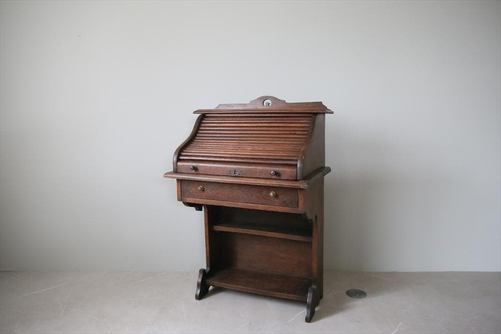 アンティーク 家具 ロールトップデスク 蛇腹机