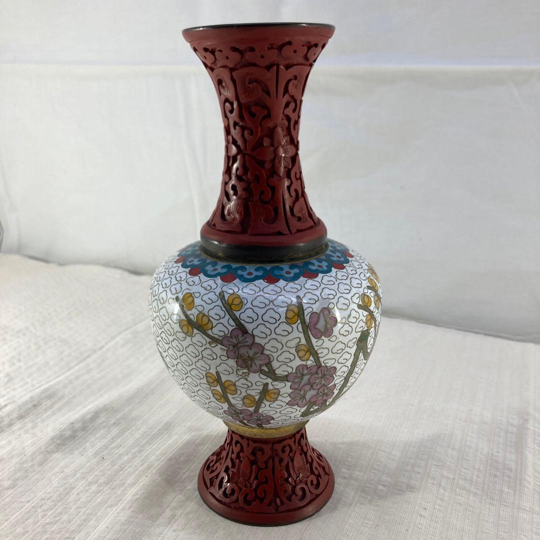 68『七宝焼 花瓶 箱付き』/骨董品 古美術 古玩 アンティーク