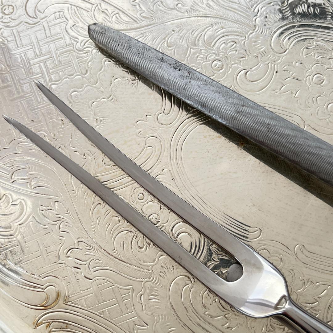 【英国】 キングスパターンのシャープナー / サービングフォーク