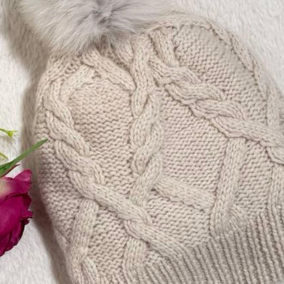 美品✨ ドゥロワー アランニットキャップ カシミヤ フォックスファー