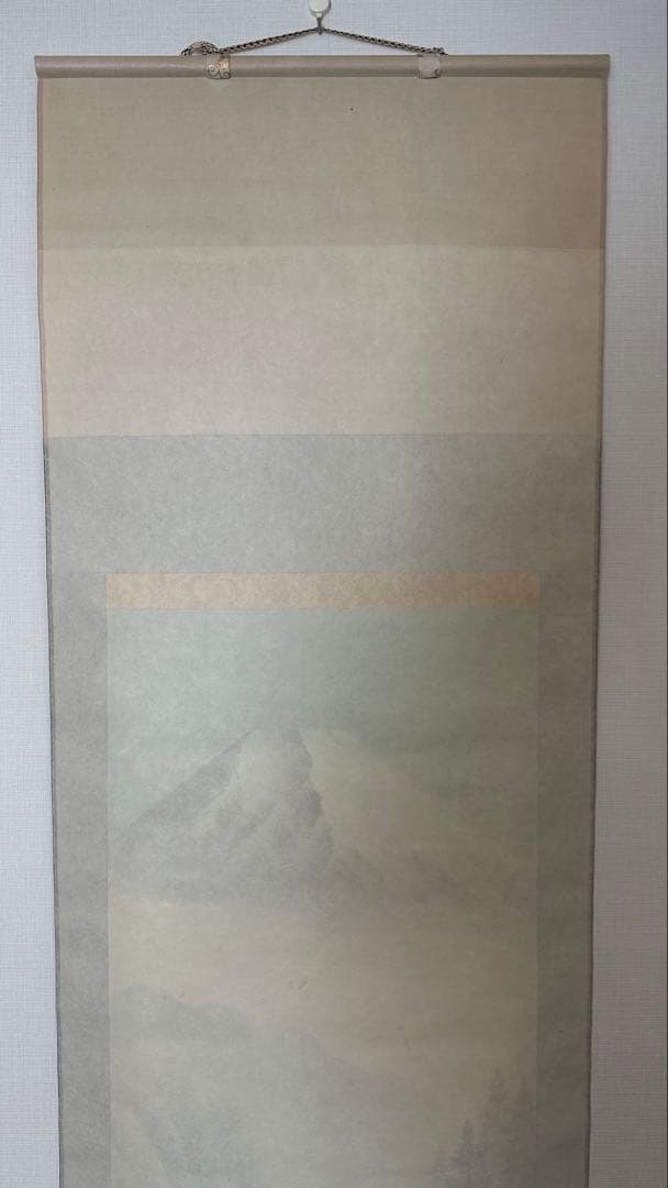 掛け軸 西村千里 風水富嶽發祥図 絹本 希少 軸装 茶道具 掛軸 美品